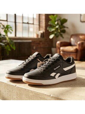 Reebok kids Court Advance Black & White Sneakers Size 7 Casual Style Lace-Up Clo